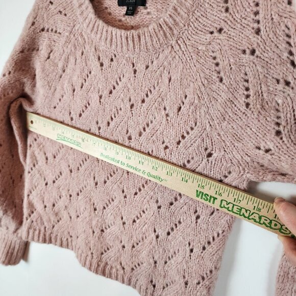 J. Crew Womens Pointelle Crewneck Sweater Light Pink Mauve Wool Blend Sweater XS - Picture 8 of 9